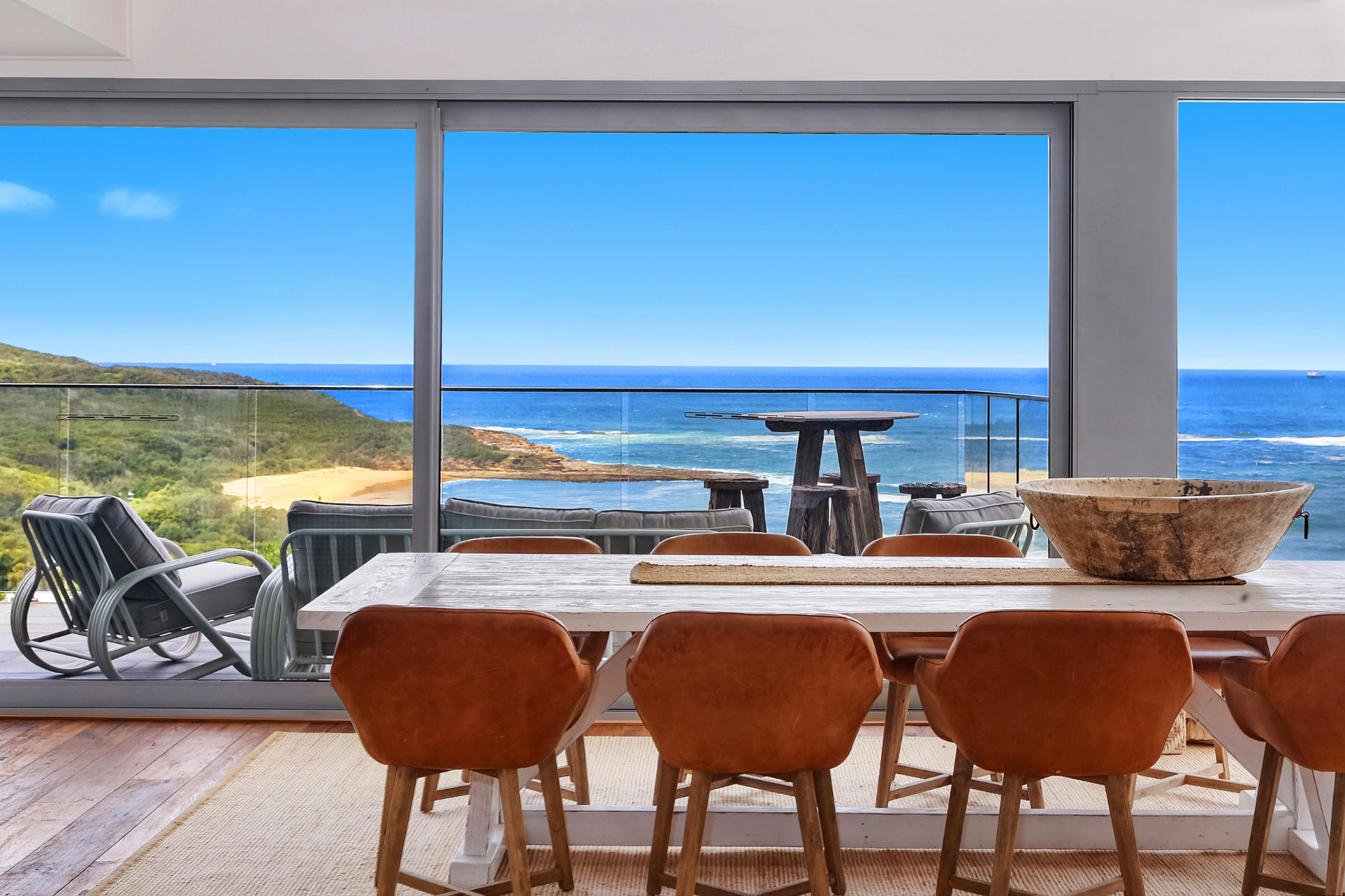 Ocean outlook from the dining room at 16a The Scenic, Killcare