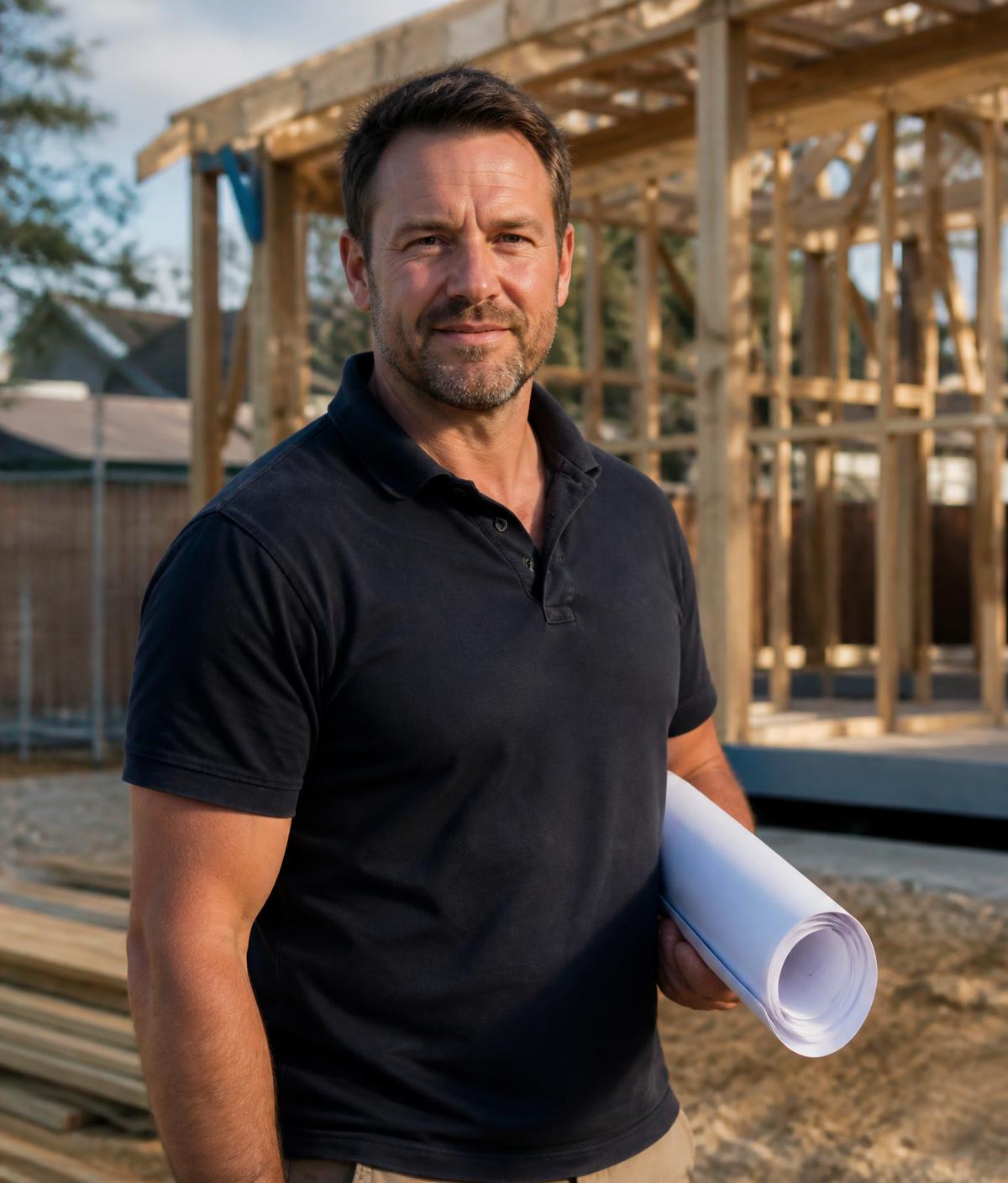 Tristan Davis, founder of Davis Builders, on site